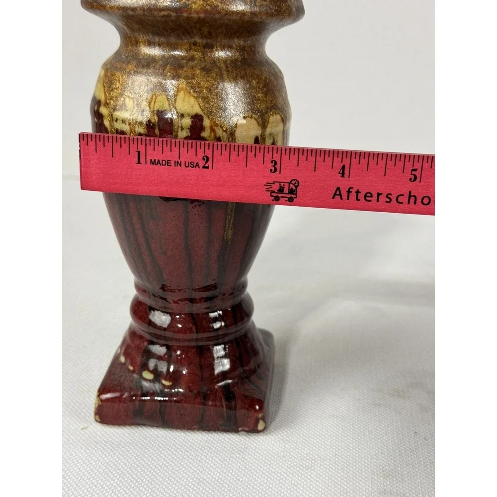 Greek Look Distressed Red Gold Ceramic Candleholder Vase Shape‎